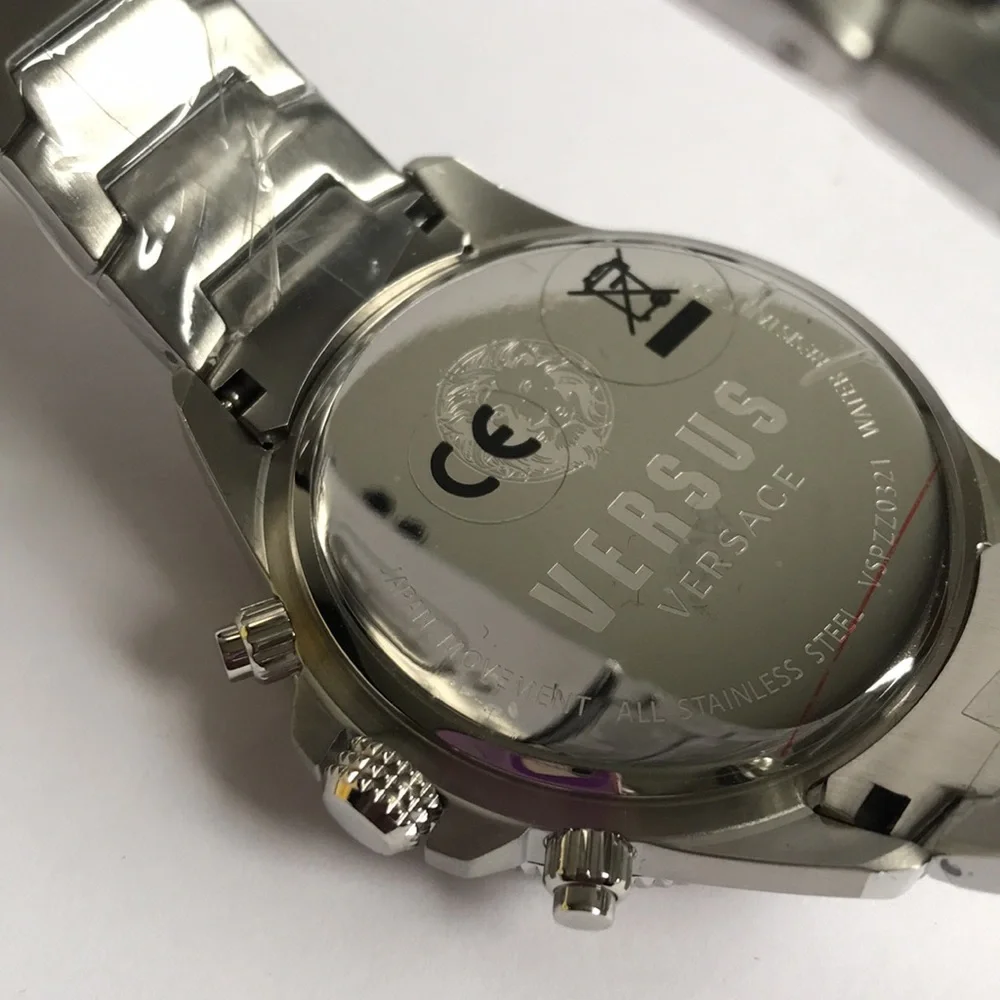 New Auth Versus Versace Men's Silver Stainless Steel Blue Dial Chronograph Watch